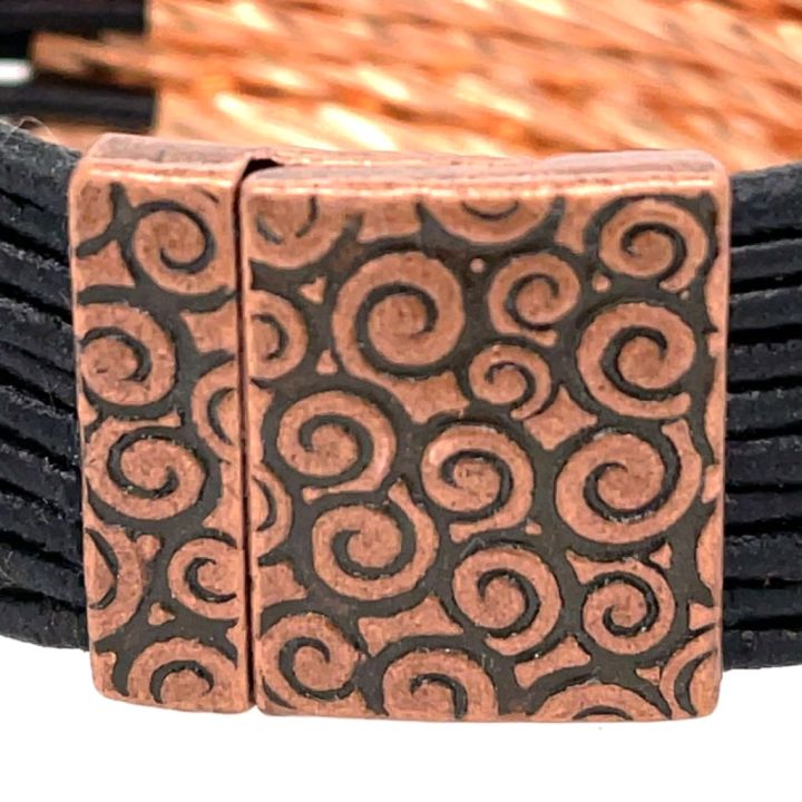 Multi-strand Copper Tube Leather Bracelet Clasp