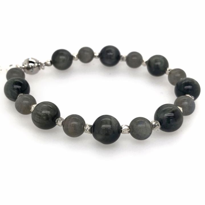 Eagle Eye Stone & Labradorite Rounds with Sterling Silver Nuggets Bracelet