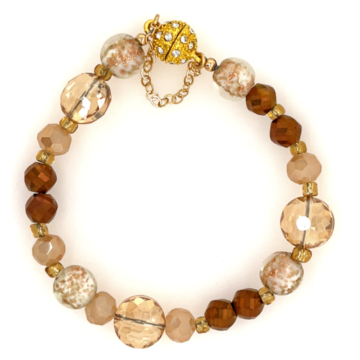 Custom Bracelet with Gold, Bronze and Unusual Crystal Beads