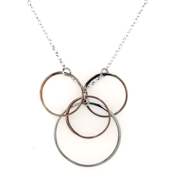 Rose Gold & Sterling Silver Multi Circles Necklace