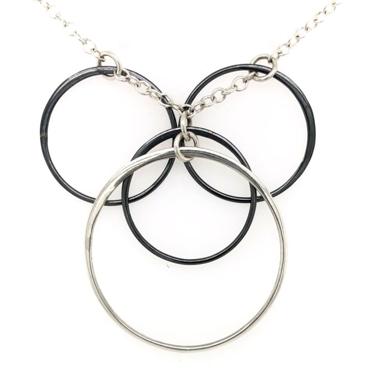 Black Oxidized & Sterling Silver Multi Circles Necklace
