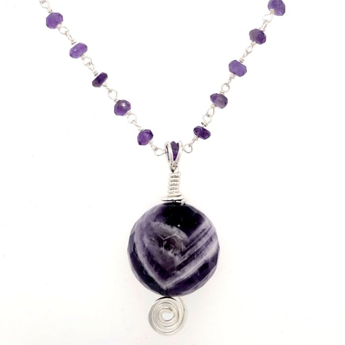 Chevron Amethyst Pendant Necklace