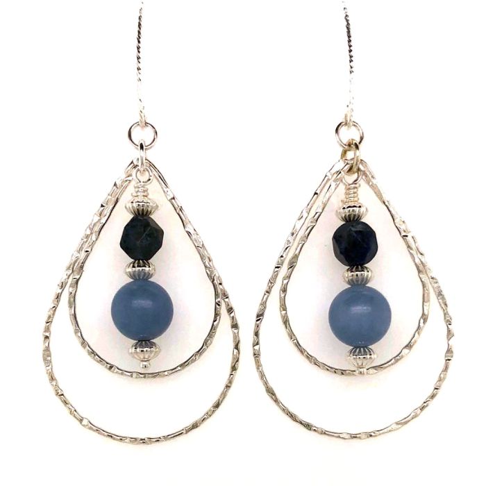 Sunset Dumortierite & Blue Angelite Earrings