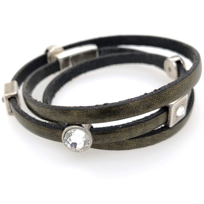 Bronze 5 mm Flat Leather Triple Wrap Bracelet