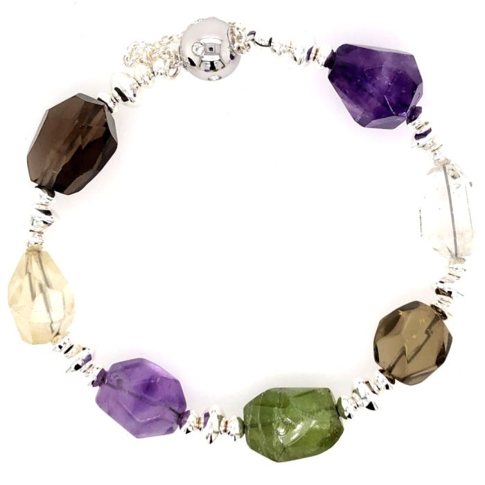 Rough-Cut Multi-Gemstone Bracelet